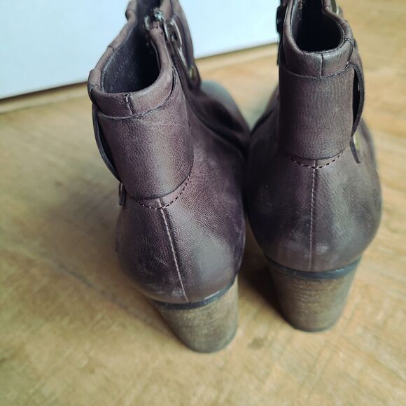 Josef Seibel Womens Block Heel Leather Brown Boot Bootie Pump Zipper Sz 37‎ NEW - Picture 5 of 5
